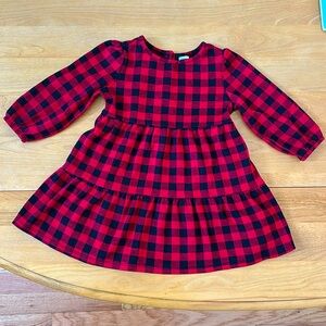 Old Navy Girls 2T Buffalo Plaid Red and Black Tiered Dress